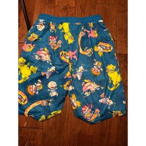 Nickelodeon Mens Large 90s Cartoon Print Lounge Shorts Blue Rugrats SpongeBob